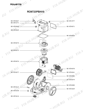 Взрыв-схема пылесоса Rowenta RO6723PB/410 - Схема узла 6P005080.2P2