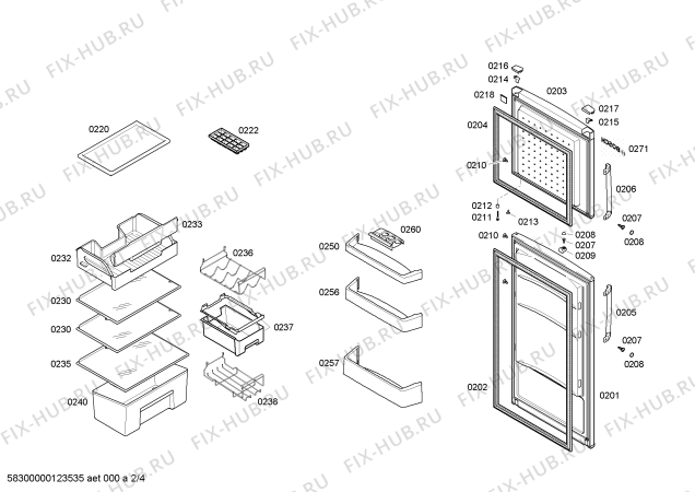 Взрыв-схема холодильника Bosch KDN30X01GB Exxcell - Схема узла 02