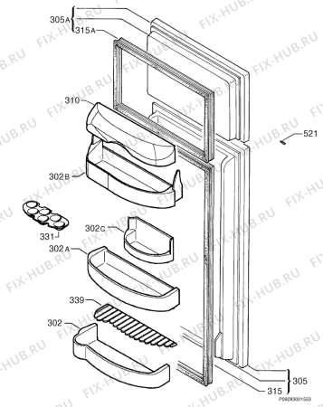 Взрыв-схема холодильника Electrolux ER400D - Схема узла Door 003