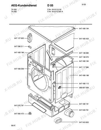 Взрыв-схема стиральной машины Blomberg TA 530-W 41041601 - Схема узла Section1