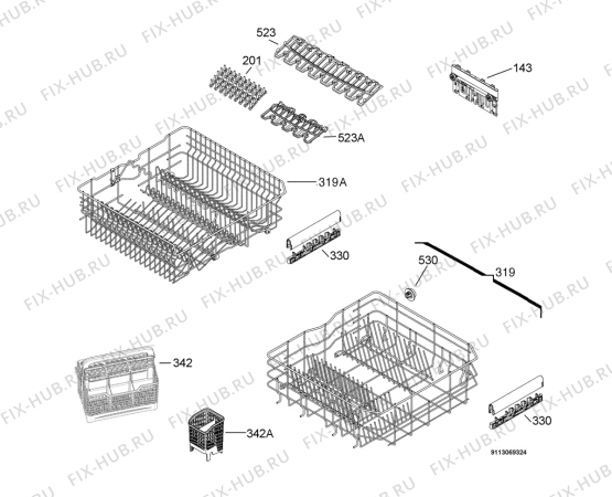 Взрыв-схема посудомоечной машины Rex Electrolux RSF66080XR - Схема узла Basket 160