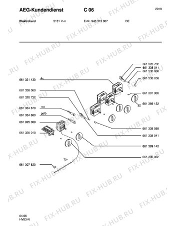 Взрыв-схема плиты (духовки) Aeg C5131V-M - Схема узла Section6