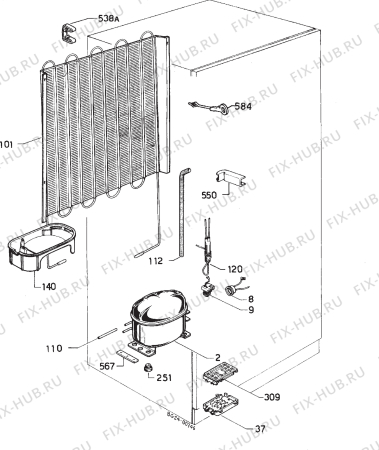 Взрыв-схема холодильника Zanussi ZR220/100 - Схема узла Cooling system 017