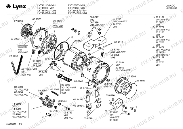 Взрыв-схема стиральной машины Lynx LYT26421/1 LYT26421 - Схема узла 03