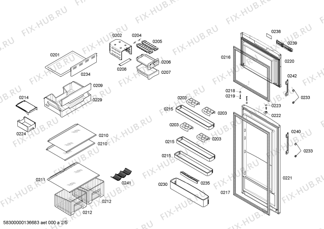 Схема №2 BD4503ANFH с изображением Поднос для холодильной камеры Bosch 00668585