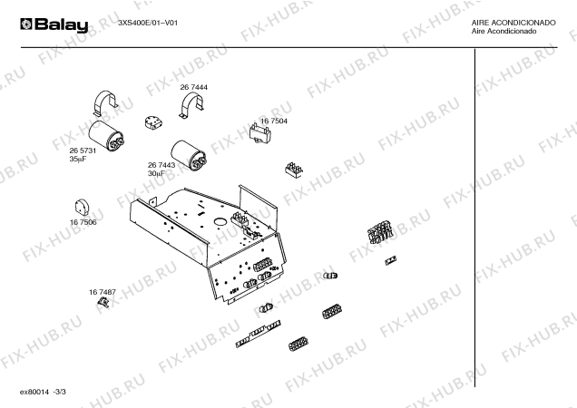 Взрыв-схема кондиционера Balay 3XS400E 3M40 - Схема узла 03