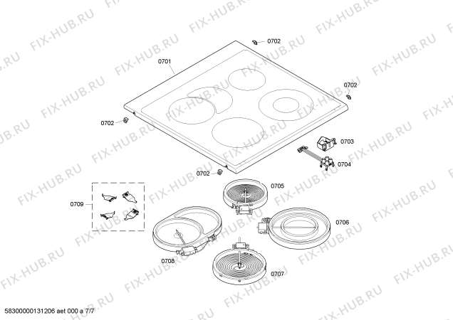 Взрыв-схема плиты (духовки) Siemens HL654221 - Схема узла 07