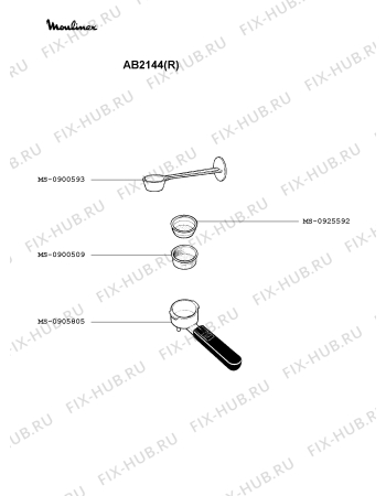 Взрыв-схема кофеварки (кофемашины) Moulinex AB2144(R) - Схема узла 1P001875.7P3