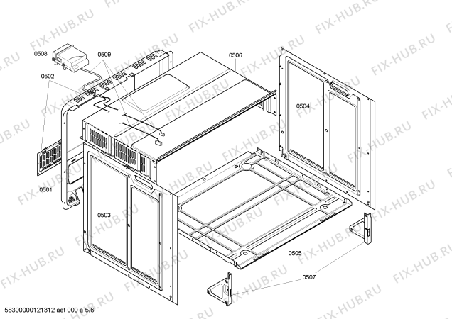 Взрыв-схема плиты (духовки) Bosch HEN38075H - Схема узла 05