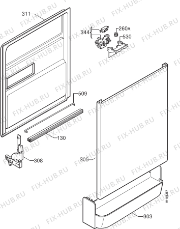 Взрыв-схема посудомоечной машины Zanussi DW917 - Схема узла Door 003