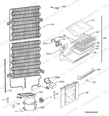 Взрыв-схема холодильника Zanussi ZRB632FX - Схема узла Cooling system 017