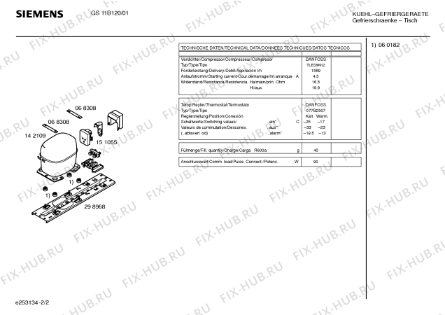 Взрыв-схема холодильника Siemens GS11B120 - Схема узла 02