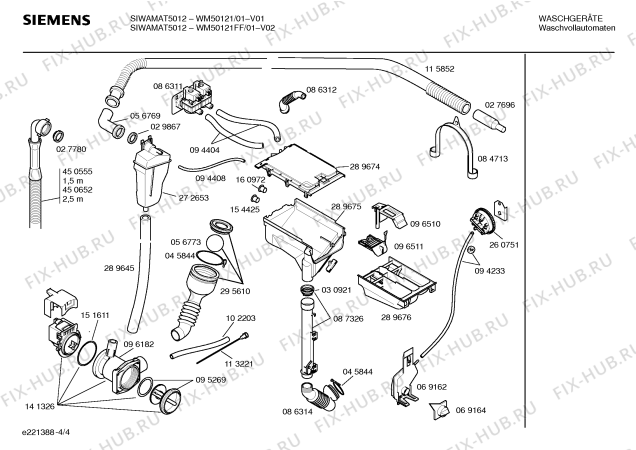 Схема №4 WM50121, SIWAMAT 5012 с изображением Инструкция по эксплуатации для стиралки Siemens 00522793