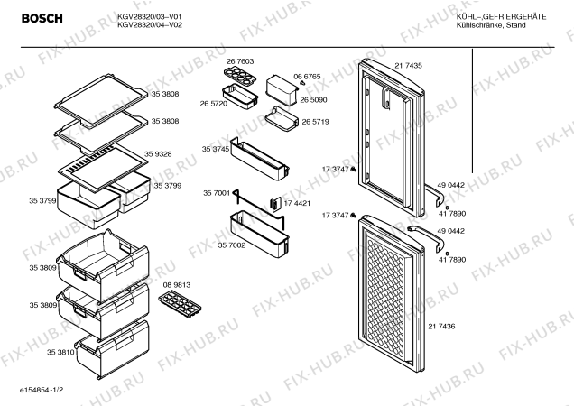 Схема №2 KGV2422 с изображением Инструкция по эксплуатации для холодильника Bosch 00529375