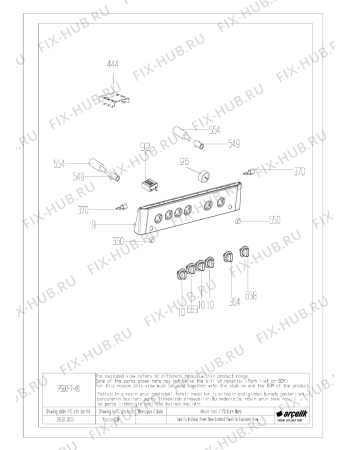 Взрыв-схема плиты (духовки) Beko CSG 53011 GS (7710488303) - TUNA FS 3G+1HP CONTROL PANEL EXPLODED VIEW