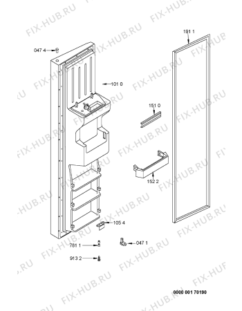 Схема №6 S20C RBB22-A/G с изображением Дверца для холодильной камеры Whirlpool 481241619403