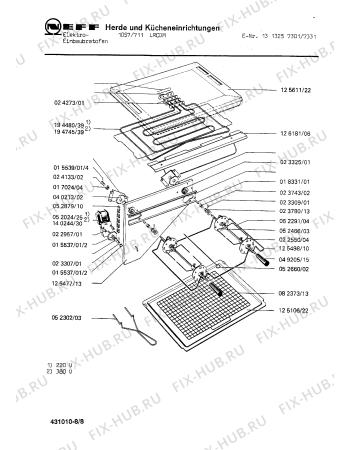Взрыв-схема плиты (духовки) Neff 1313257331 1057/711LRCDM - Схема узла 08