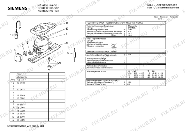 Взрыв-схема холодильника Siemens KG31E421 - Схема узла 03