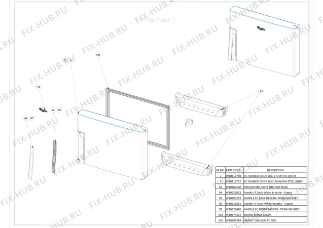 Схема №2 WTM 552 RS WH с изображением Запчасть для холодильника Whirlpool 482000093684