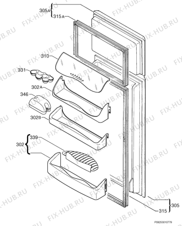 Взрыв-схема холодильника Zanussi Electrolux ZETF235 - Схема узла Door 003