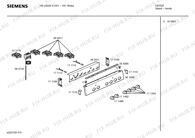 Схема №5 HS23226EU с изображением Инструкция по эксплуатации для плиты (духовки) Siemens 00528626