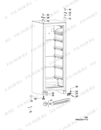 Взрыв-схема холодильника Husqvarna Electrolux QT3650X - Схема узла C10 Cabinet