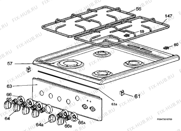 Взрыв-схема плиты (духовки) Electrolux EKK5007 - Схема узла Section 4