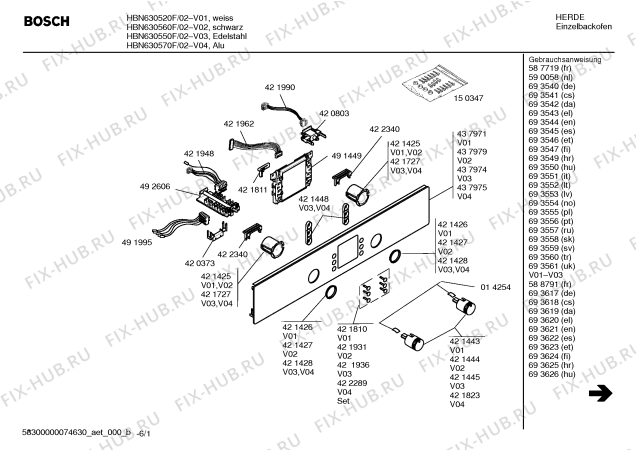 Схема №4 HBN630560F с изображением Панель управления для духового шкафа Bosch 00437979