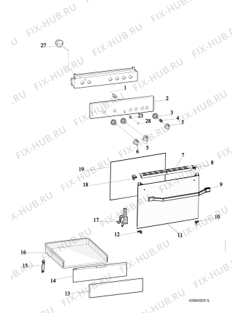 Взрыв-схема плиты (духовки) Hotpoint-Ariston H5GG1CXRU (F085037) - Схема узла