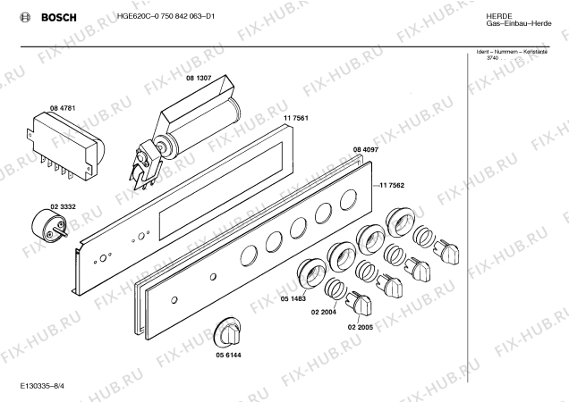 Взрыв-схема плиты (духовки) Bosch 0750842063 HGE620C - Схема узла 04