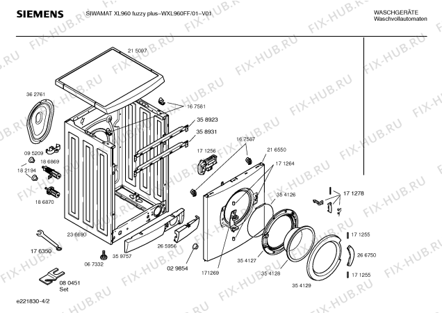 Схема №2 WXL960FF SIWAMAT XL 960 fuzzy plus с изображением Таблица программ для стиралки Siemens 00580200