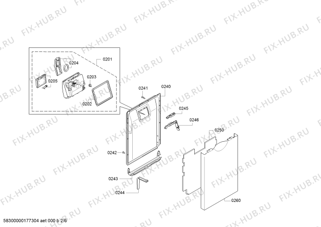 Взрыв-схема посудомоечной машины Bosch SPS86M02DE Exclusiv, Made in Germany - Схема узла 02