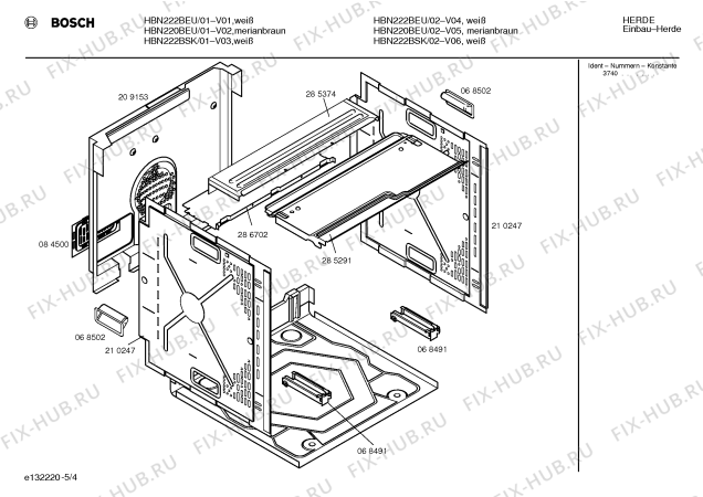 Взрыв-схема плиты (духовки) Bosch HBN222BEU - Схема узла 04