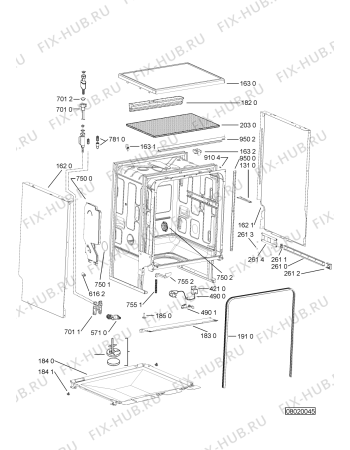 Взрыв-схема посудомоечной машины Whirlpool ADP 5555 SL - Схема узла