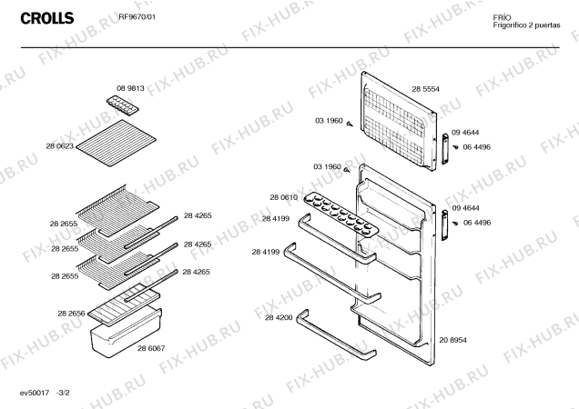 Схема №2 RF9670 с изображением Панель для холодильника Bosch 00287430