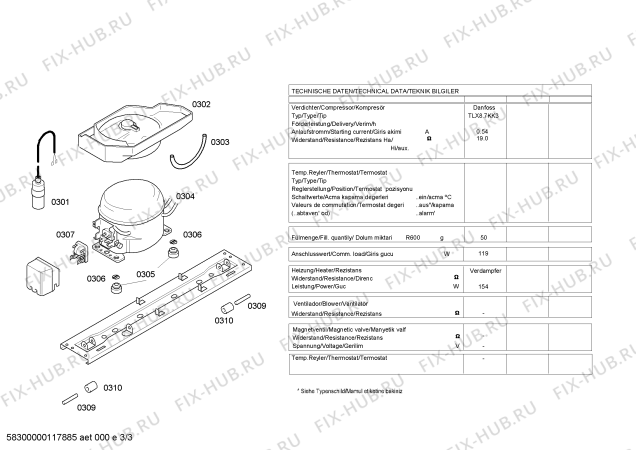 Взрыв-схема холодильника Bosch KGN34V00GB - Схема узла 03