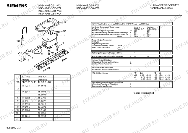 Взрыв-схема холодильника Siemens KS34K00SD - Схема узла 03