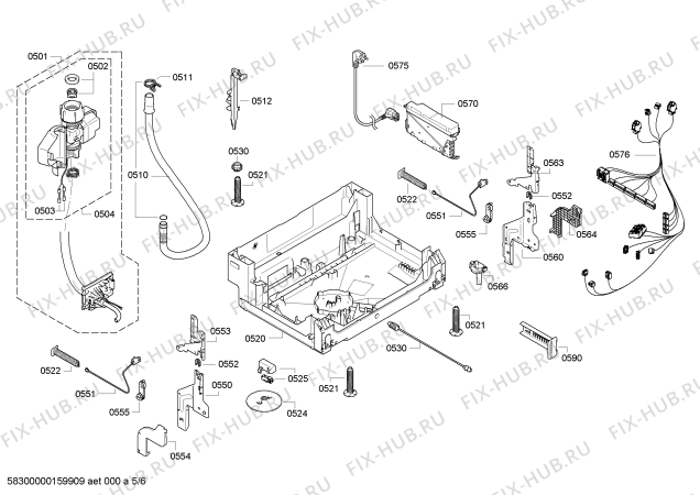 Взрыв-схема посудомоечной машины Bosch SBV57E00EU SilencePlus - Схема узла 05