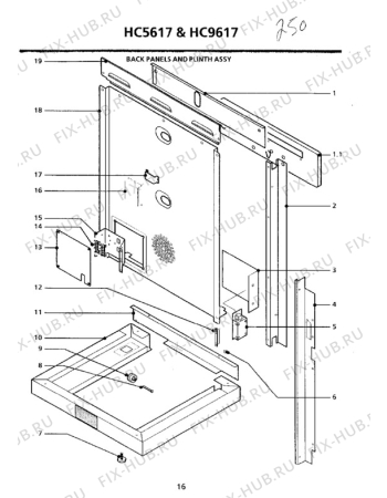 Взрыв-схема плиты (духовки) Zanussi HC9617 - Схема узла H10 Side/Back Panel