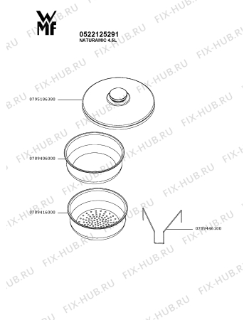 Взрыв-схема кастрюли для духовки Wmf 0522125291 - Схема узла XP005932.5P2