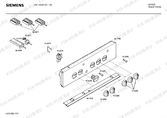 Взрыв-схема плиты (духовки) Siemens HN12220SC - Схема узла 05
