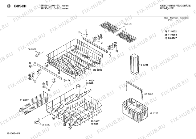 Схема №4 SMS5402 с изображением Панель для посудомоечной машины Bosch 00282291