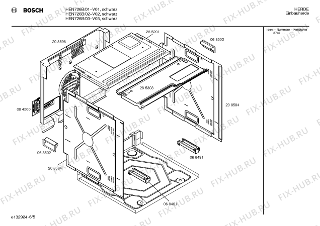 Схема №4 HEN726B с изображением Панель управления для плиты (духовки) Bosch 00354201