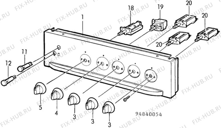 Взрыв-схема посудомоечной машины Elektra ESN550 - Схема узла H10 Control Panel