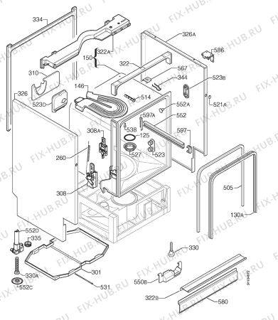 Взрыв-схема посудомоечной машины Zanussi ZT6810 - Схема узла Housing 001