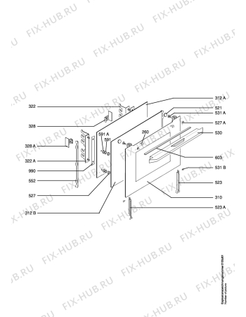 Взрыв-схема плиты (духовки) Aeg E33002-EW - Схема узла Door 003