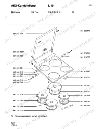 Взрыв-схема плиты (духовки) Aeg 1052F-W - Схема узла Section1