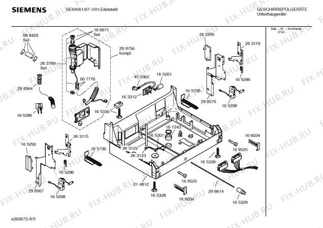 Взрыв-схема посудомоечной машины Siemens SE64561 - Схема узла 05