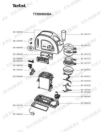 Схема №1 TT550060/BA с изображением Модуль (плата) для электрофритюрницы Tefal SS-986962