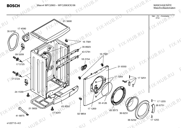 Схема №1 WFC2063OE Maxx4 WFC2063 с изображением Инструкция по установке и эксплуатации для стиралки Bosch 00590483
